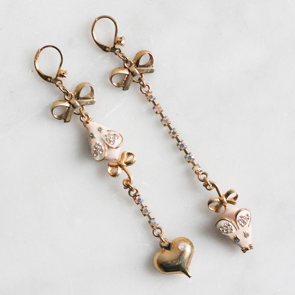 Betsey Johnson Mismatched Mouse Earrings